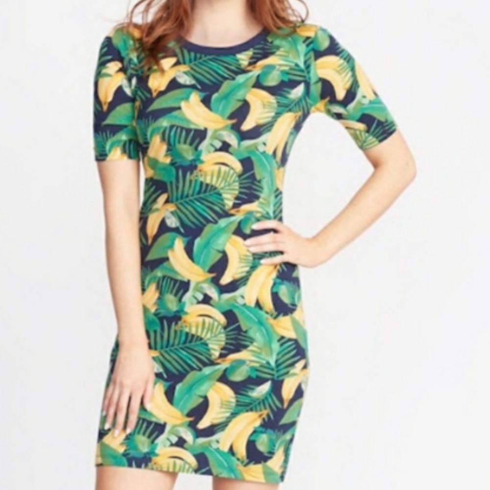 Old Navy Tropical Banana Leaf T-Shirt Dress